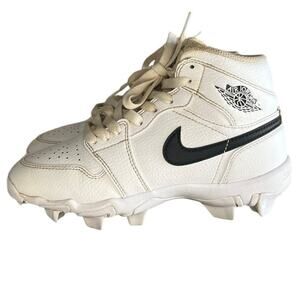 Boys Nike Jordan 1 Mid MCS HF6883-100 Leather Baseball Cleats Size 2.5Y White